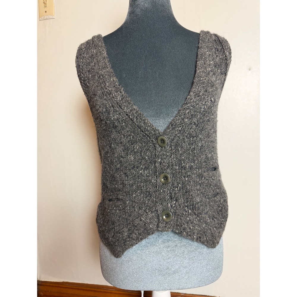 Gap Gray Wool Angora Blend Knit Sweater Vest academia coastal quiet luxury M
